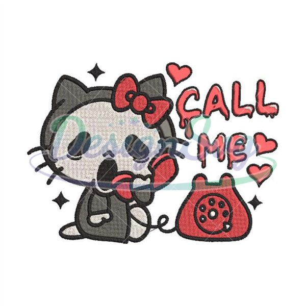 Call Me Scream Hello Kitty Embroidery Design