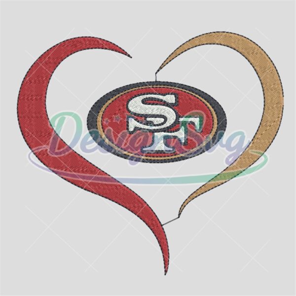 Heart San Francisco 49ers NFL Embroidery Design