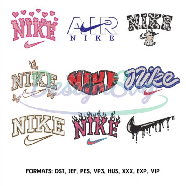 Swoosh Nike Logo Embroidery Design Bundle