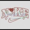 Nike Heart Cute Embroidery Design