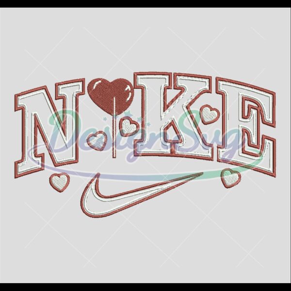 Nike Heart Cute Embroidery Design