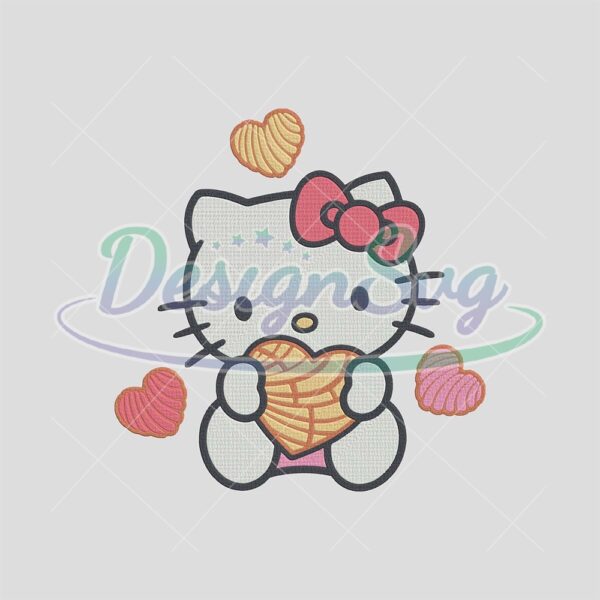 Concha Hello Kitty Heart Embroidery Design