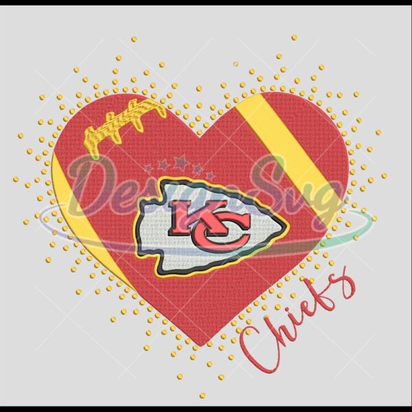 Heart Kansas City Chiefs Embroidery Design