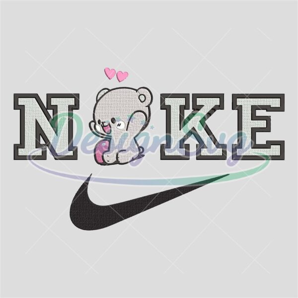 Nike X Bear Cute Embroidery Design