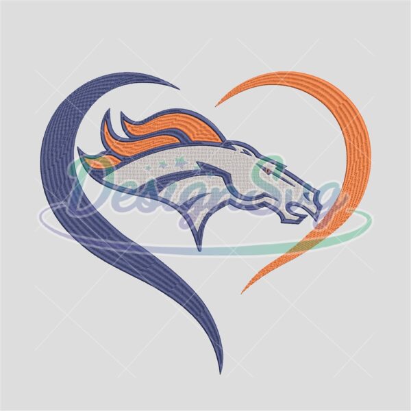 Denver Broncos Heart Embroidery Files NFL Logo