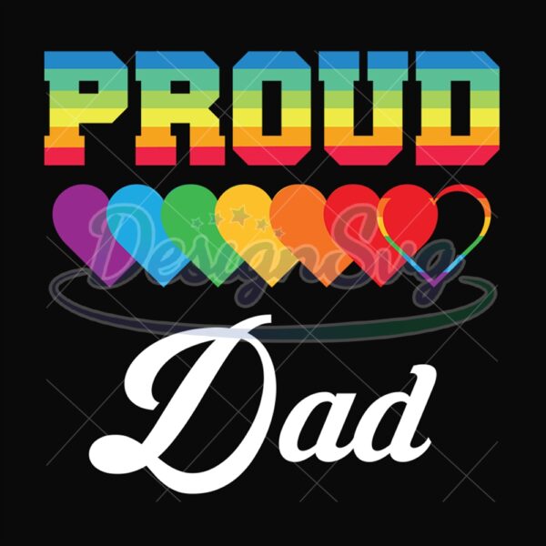 Rainbow Heart Proud Dad Svg