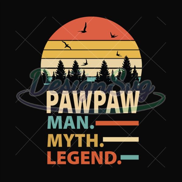 Pawpaw Man Myth Legend Svg Retro Sunset