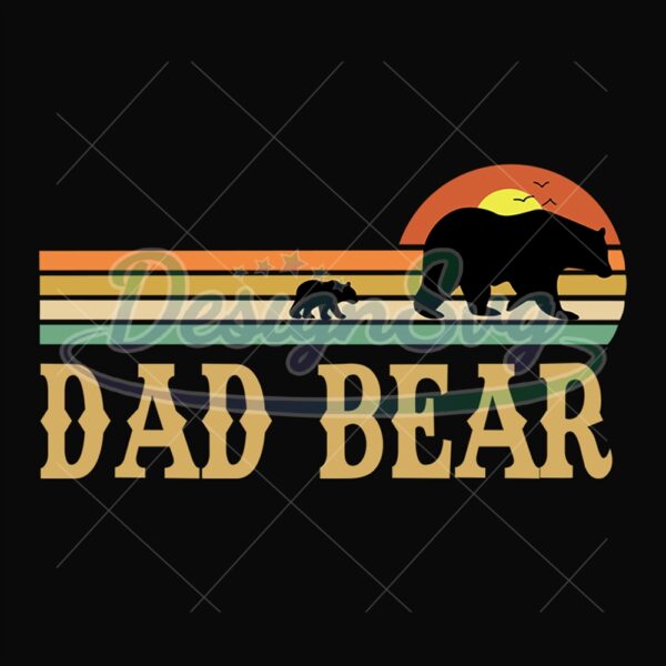 Dad Bear Retro Sunset Svg Father And Son