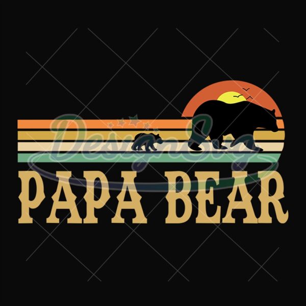 Papa Bear Retro Sunset Vintage Svg