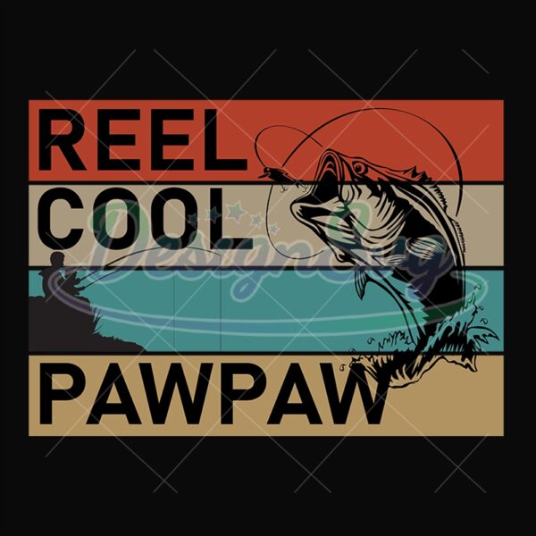Reel Cool Pawpaw Retro Fishing Svg