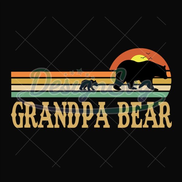 Grandpa Bear Retro Sunset Svg