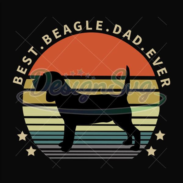 Best Beagle Dad Ever Retro Sunset Svg