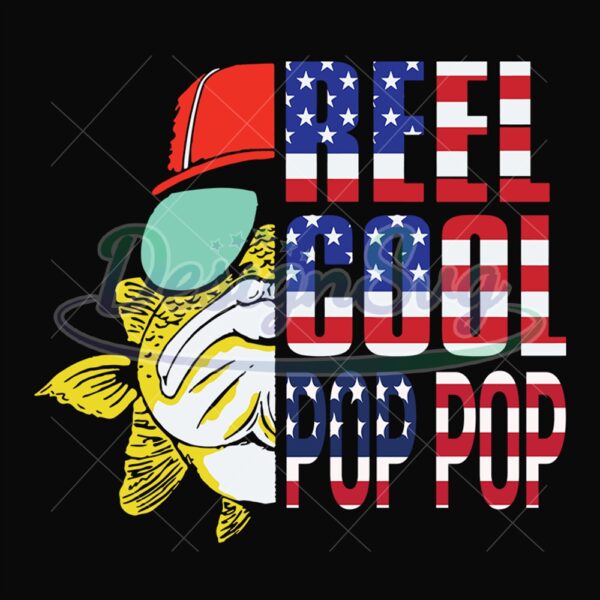 Fishing Reel Cool Pop Pop America Flag Svg