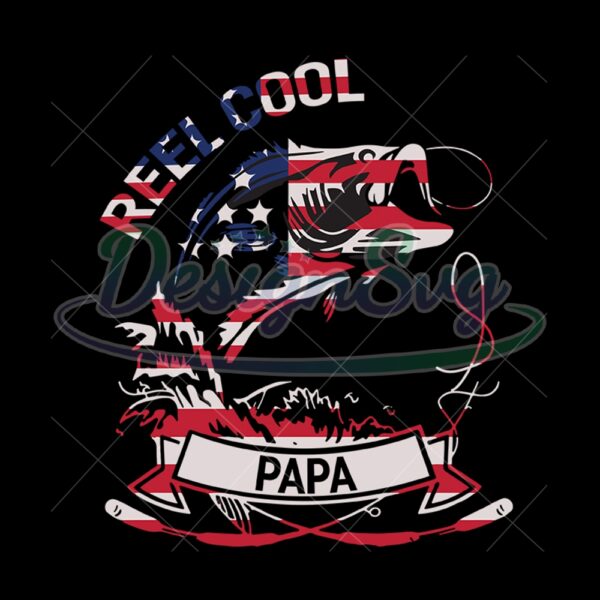 Fishing Reel Cool Papa America Flag Svg