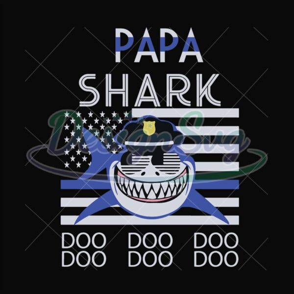 Papa Shark Doo Doo Doo America Flag Svg