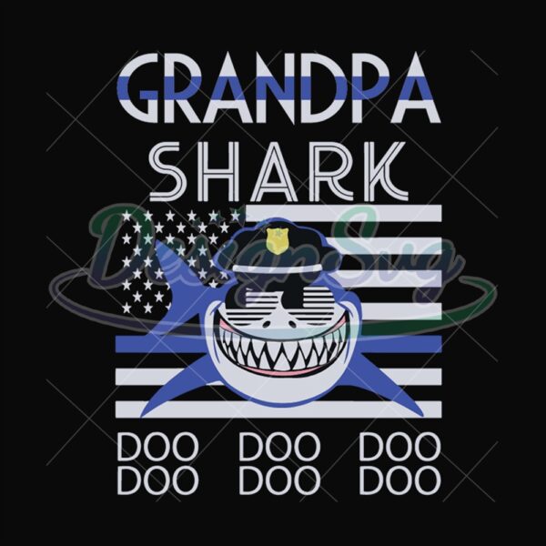 Grandpa Shark Doo Doo Doo America Flag Svg