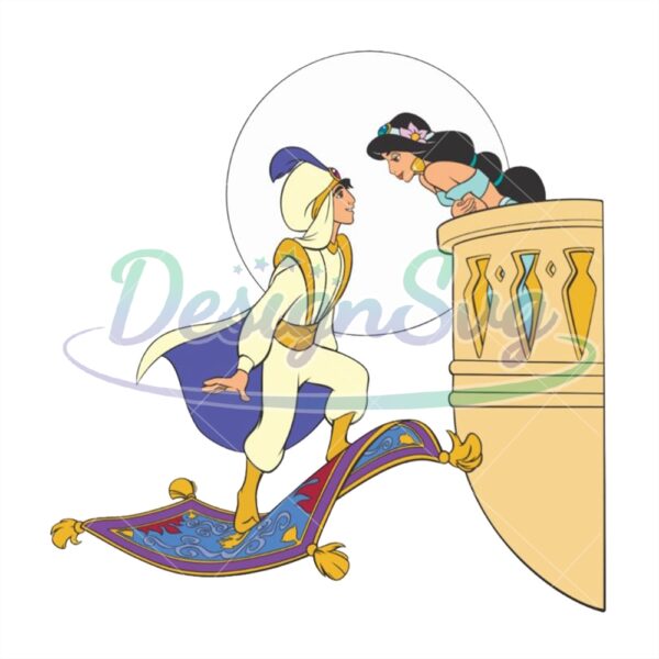 aladdin-and-princess-jasmine-loving-scene-disney-cartoon-png