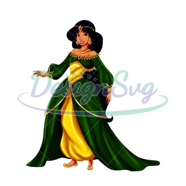 princess-jasmine-in-green-and-gold-costume-png