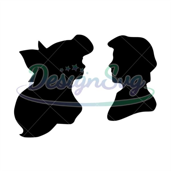 little-princess-ariel-and-prince-eric-head-silhouette-svg