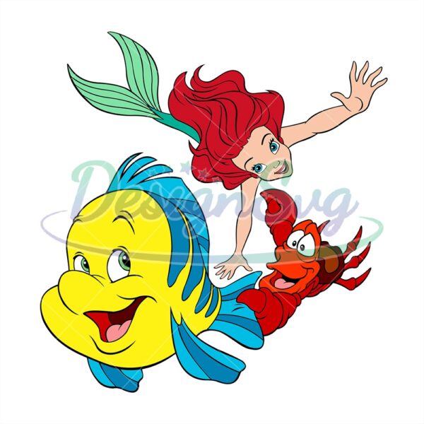 ariel-and-friends-flounder-sebastian-the-little-mermaid-svg
