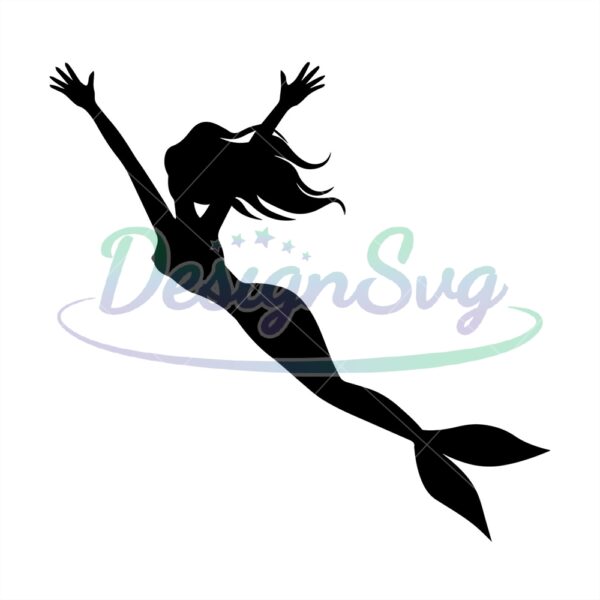 little-mermaid-ariel-waving-hands-silhouette-vector-svg