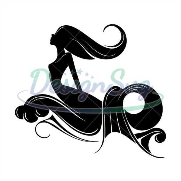 little-mermaid-with-the-sea-wave-silhouette-art-svg