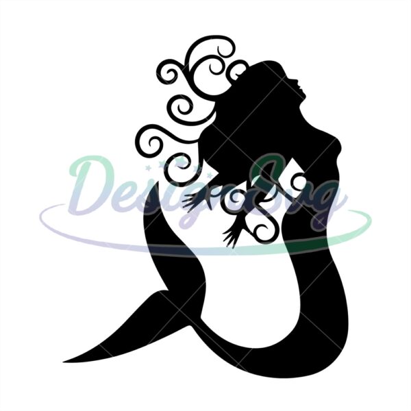 beautiful-little-mermaid-ariel-silhouette-art-svg