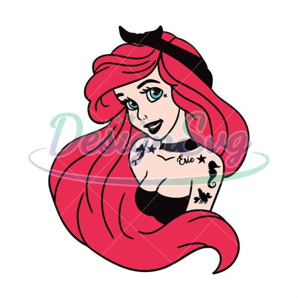 tatooed-girl-little-mermaid-ariel-svg