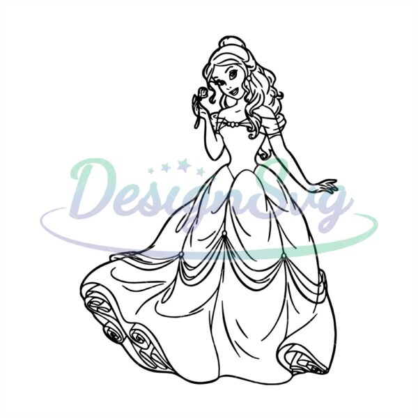 disney-beauty-and-the-beast-belle-rose-flower-silhouette-svg