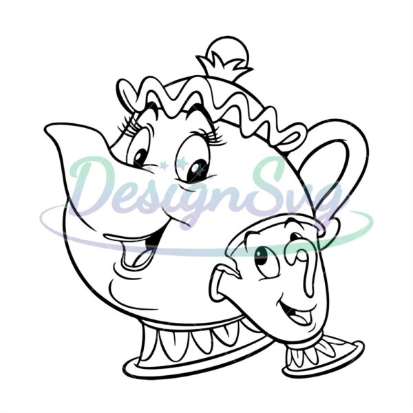the-magic-tea-set-mrs-potts-and-chip-cartoon-characters-silhouette-svg