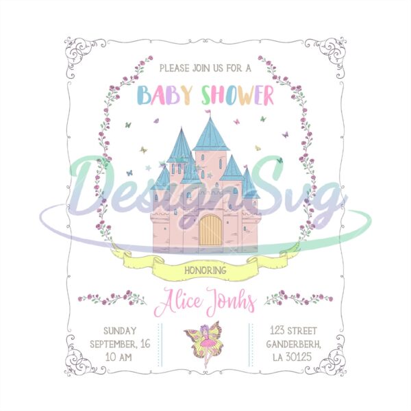 cinderella-baby-shower-castle-card-design-design-svg