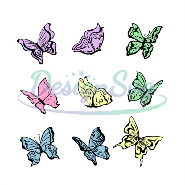 disney-cartoon-colorful-butterflies-cinderella-vector-svg