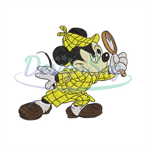 Mickey Detective Mouse Design Embroidery