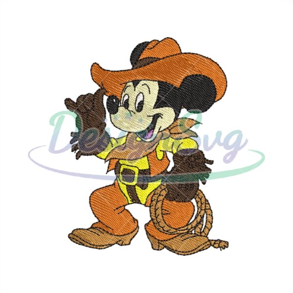 Western Cowboy Mickey Mouse Embroidery File
