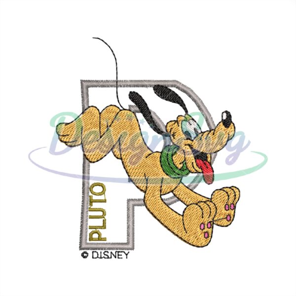 Alphabet Badge Pluto Dog Disney Embroidery