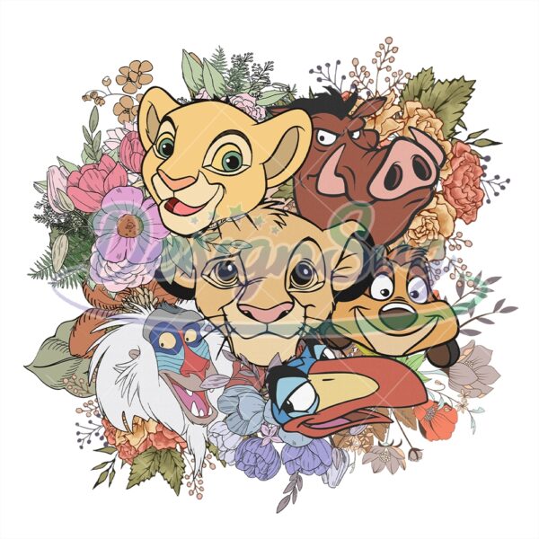 lion-king-simba-friends-floral-png