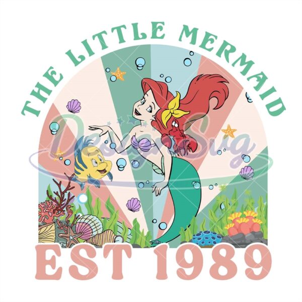 vintage-disney-the-little-mermaid-est-1989-png