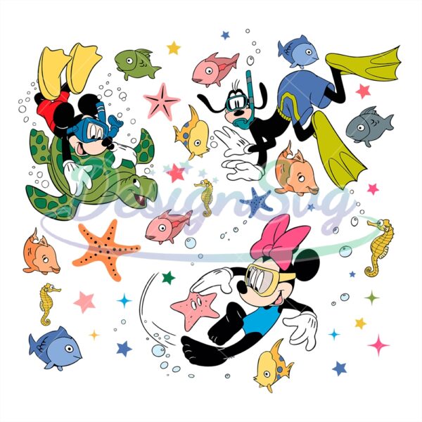 mickey-friends-sea-diving-summer-time-svg