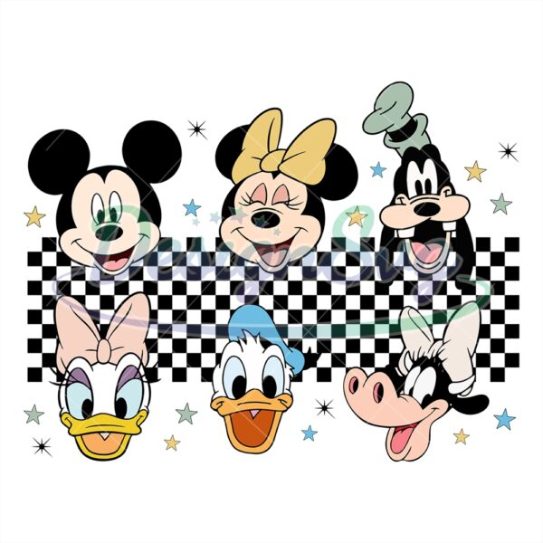 smiling-face-disney-mickey-friends-checkered-svg