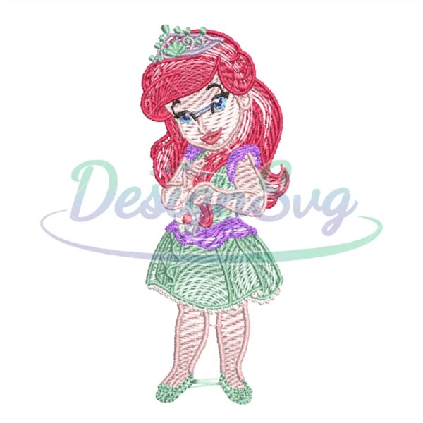 young-princess-ariel-embroidery-png