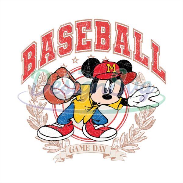 Baseball Player Mickey Mouse Game Day PNG