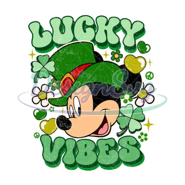 Lucky Vibes Mickey Mouse St Patricks Day PNG