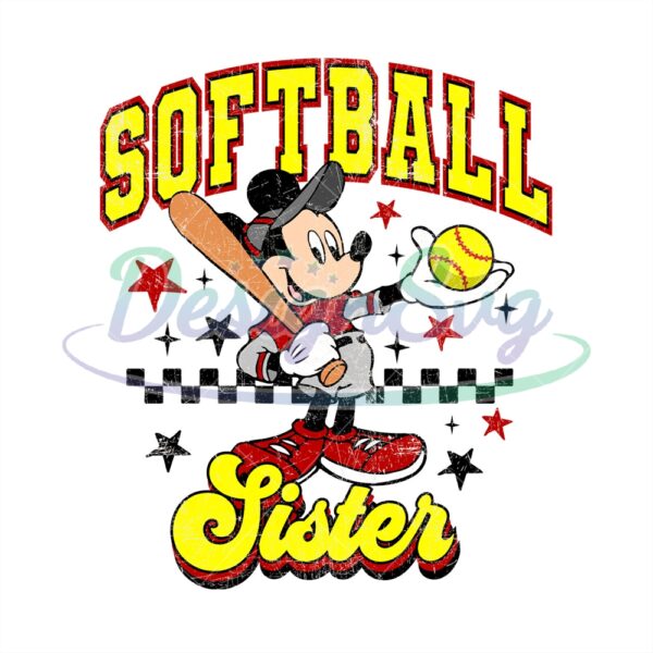 Disney Mickey Mouse Softball Sister PNG