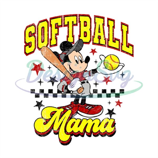 Disney Mickey Mouse Softball Mama PNG