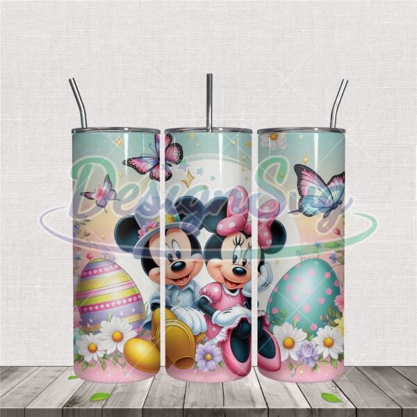mickey-minnie-wedding-happy-easter-tumbler-wrap-png