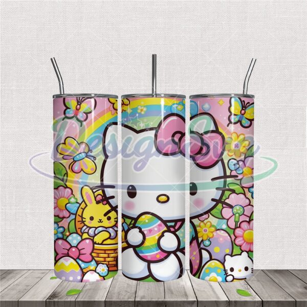 hello-kitty-cat-happy-easter-rainbow-tumbler-wrap-png