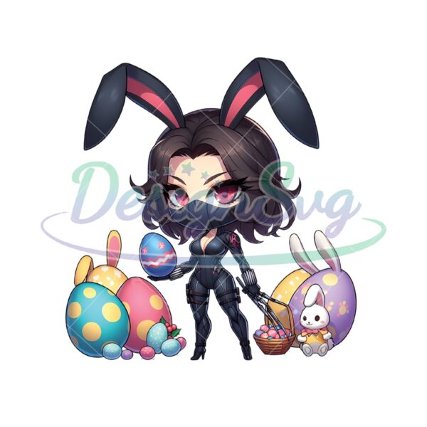 Chibi Black Widow Marvel Happy Easter PNG