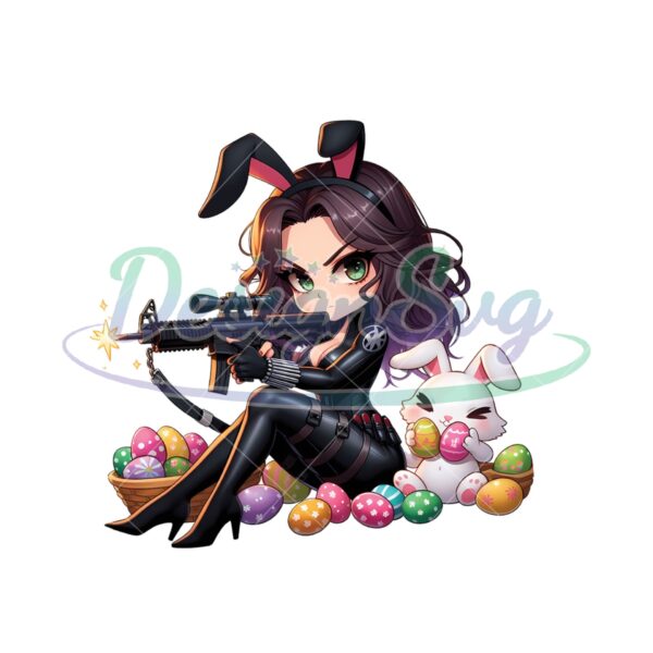 Bunny Black Widow Chibi Happy Easter PNG