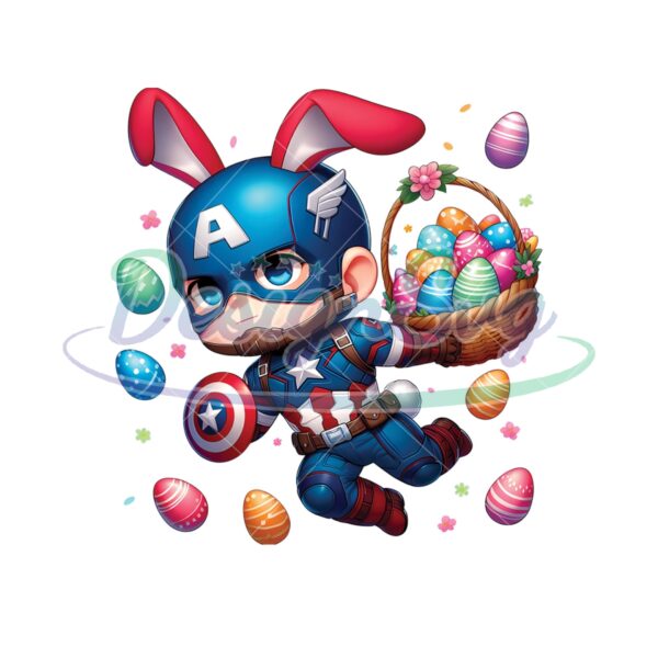 Chibi Bunny Captain America Happy Easter PNG