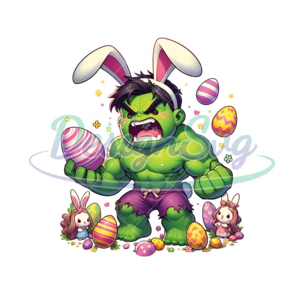 Angry Chibi Hulk Bunny Happy Easter PNG